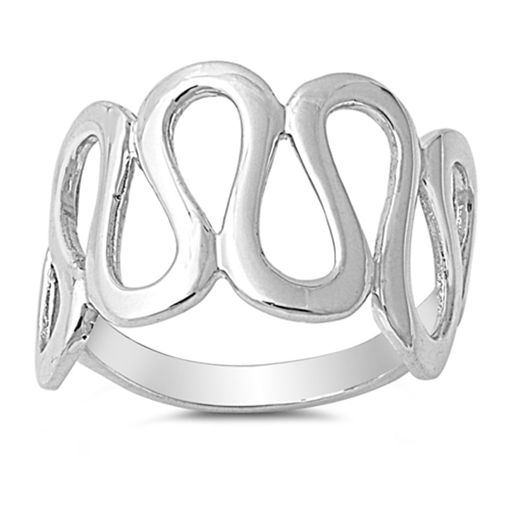 Wave Spiral Loop Criss Cross Ring .925 Sterling Silver Band Jewelry Female Male Unisex Size 11