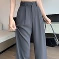 thumbnail image 3 of Pantalones de pierna ancha y estrechos, pantalones de seda de hielo de verano para mujer, pantalones pequeños, finos, drapeados, rectos, casuales, adelgazantes, simples, para fregar, 3 of 5