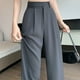 thumbnail image 3 of Pantalones de pierna ancha y estrechos, pantalones de seda de hielo de verano para mujer, pantalones pequeños, finos, drapeados, rectos, casuales, adelgazantes, simples, para fregar, 3 of 5