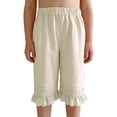 thumbnail image 2 of Generic Toddler Girl Long Shorts Y2K Lace Trim Pettipants Baby Cute Ruffle Hem Baggy Bloomers Boho Flowy Summer Wide Leg Gauze Shorts, 2 of 7