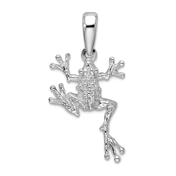 13.5mm 925 Sterling Silver Rhodium Plated Polished Jumping Frog Pendant Necklace Pendant for Women
