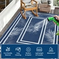 thumbnail image 6 of HOMERRY Geometric Leaf Border Outdoor Rug Straw Plastic Area Rug for Balcony Pool RV Waterproof Reversible Carpet, Navy/White, 8'x 10', 6 of 7