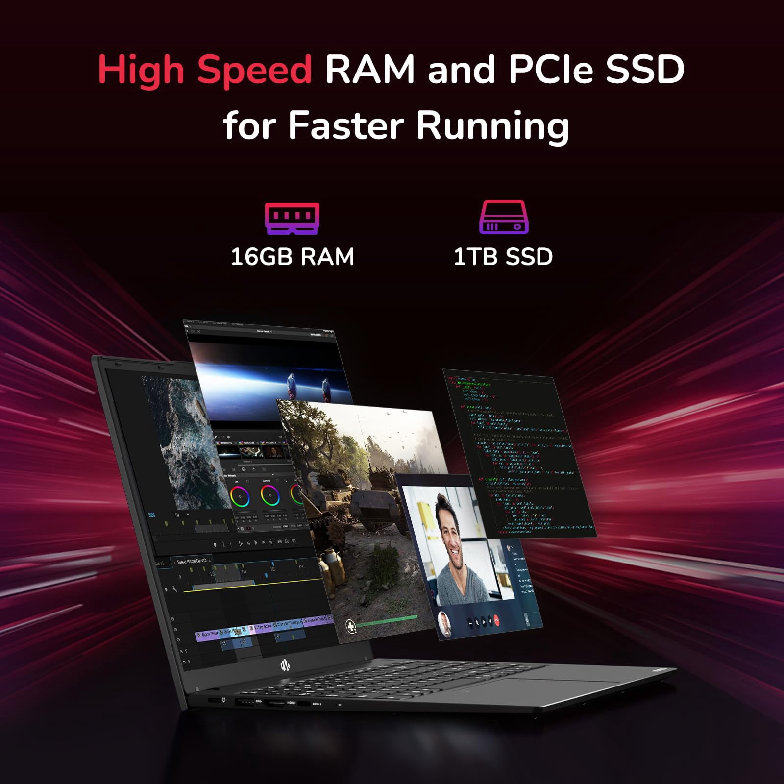 15.6 IPS FHD-Gaming-Laptop, 8 Cores AMD Ryzen 7 6800H 16GB DDR5 RAM 1TB SSD (Beat i7-12700H, Up to 4.7GHz) AMD Radeon 680M GPU-Computer with Backlit Keyboard Fingerprint,2 Years Warranty,Black