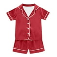 thumbnail image 2 of Toddler Boys Silk Pajamas Set Solid Summer Pjs For Girls Shorts Set Pjs Sleepwear Outfits Toddler Girl Pajamas 2T, 2 of 5
