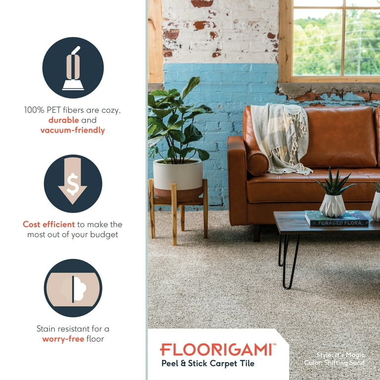 Floorigami It's Magic Smoke Texture Peel and Stick 9 in. x 36 in. Plank Carpet Tile (6-Tiles/Case) Floorigami It's Magic Smoke Texture Peel and Stick 9 in. x 36 in. Plank Carpet Tile (6-Tiles/Case)