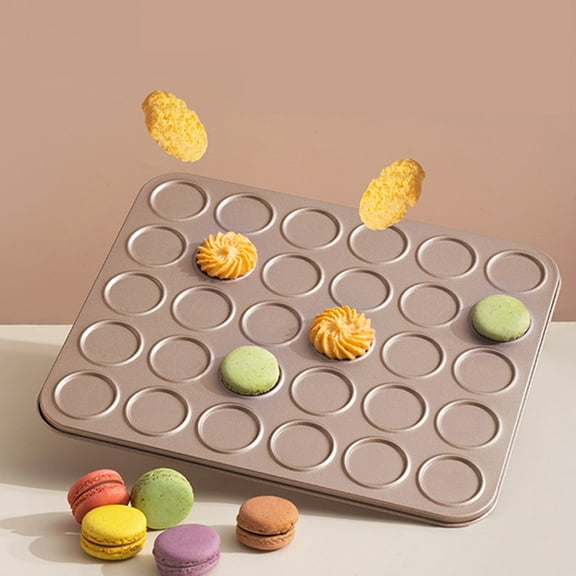 30 Grid Macaron Baking Pan | Carbon Steel Non-Stick Cookie Mold | Multi-Use Crispbread & Biscuit Tray | 11.93x10.04 Inches | Easy Clean Household Baking Sheet