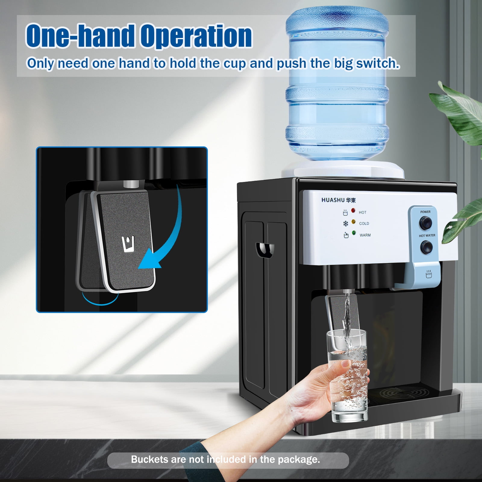 Fixartoo Hot & Cold Water Dispenser,Desktop Top Load Water Cooler with 1.1 to 5 Gallon Compatible,500W 110V for Home/Office/Dormitory Use