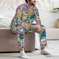 thumbnail image 7 of Honeii Cartoon Marine Animals Pattern Mens Pajamas Set,2pcs Men's Lounge Long Sleeve Sleep Shirt and Pajama Bottoms Sleepwear Set,Mens Pjs Sets-Medium, 7 of 7