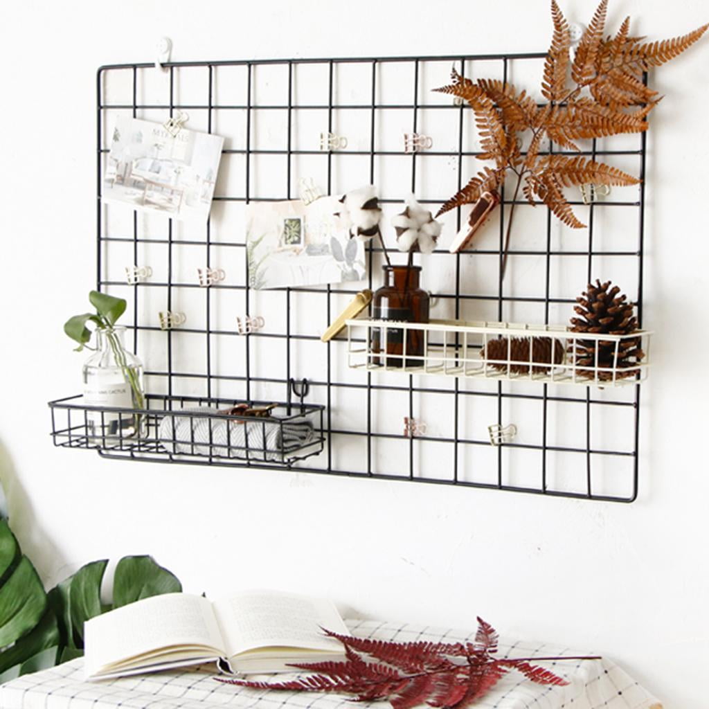 Fiocias 3 Pack Mesh Wall Metal Wire Basket, Grid Panel Hanging Tray, Wall Mount, 40x10cm