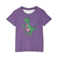 thumbnail image 3 of Odeerbi Teen Boys Girls T-shirt Dinosaur Print Short Sleeve Tee Tops 3-14 Years Kids Summer Graphic Shirts Round Neck Crop Top Purple, 3 of 4