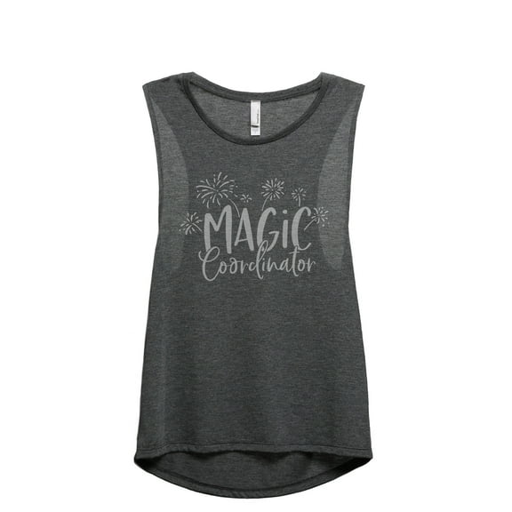 Magic Coordinator Women's Fashion Sleeveless Muscle Workout Yoga Tank Top Charcoal Grey 2X-Large