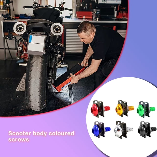 Ruiboury 20 Pièces Moto Clips Corps Vis Alliage d'Aluminium Moto Modification Vis Écrou Pièce de Rechange Entretien Rouge