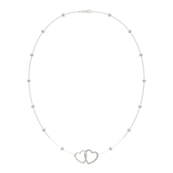 Charles & Colvard Sterling Silver Interlocking Heart Moissanite Station Necklace