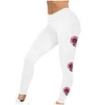 thumbnail image 2 of Yoga Pants for Women Breast Cancer Awareness Pink Ribbon Print Soft Trousers High Waist Workout Tights Leggings,White 4,2XL, 2 of 5