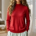 thumbnail image 2 of Women's Mock Neck Long Sleeve Knit Sweater Ghalytn Casual Fine-Knit Pullover Top with Ribbed Trim, 2 of 5