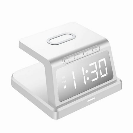 Zummy ZTWC046WT ZTECH ChargeX Rise - Wireless Charging Alarm Clock with 3 Alarms, 5 Brightness Settings, 15W Output, 12/24 Hour Mode