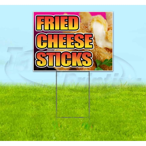 Fried Cheese Sticks (18" x 24") Yard Sign, Includes Metal Step Stake