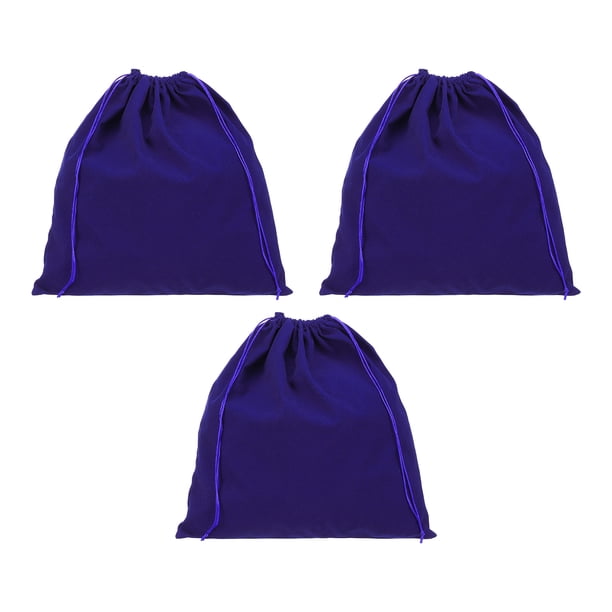 Uxcell 14x14" Bolsas de terciopelo grandes con cordones, bolsa para secador de pelo, bolsa de regalo, bolsa contra el polvo, bolsa de almacenamiento para hotel, azul profundo, paquete de 3