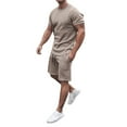 thumbnail image 2 of Men Suits Summer & Shorts Shirts Beach Short 2Piece Sleeve Men Pants Sets Men Suits & Sets Khaki L, 2 of 6