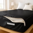 thumbnail image 5 of Silk Zip On Fitted Sheets King Size 78X80 - Includes 2 Zip On Sheets +1 Bottom Fitted Base - Fit's 16” In Deep Pocket - Easy to Use,Soft,Smooth -Fitted Sheet -Black - Color, 5 of 9