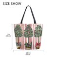 thumbnail image 5 of FORMRS Womens Canvas Tote Bag with Zipper Inner Pocket Shoulder Handbag, Stripes Trees, 5 of 7