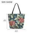 thumbnail image 5 of FORMRS Womens Canvas Tote Bag with Zipper Inner Pocket Shoulder Handbag, Retro Christmas Poinsettia, 5 of 7