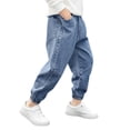 thumbnail image 6 of Boys' Denim Jogger Jeans, Solid Color Elastic Waist Cuffed Design, Functional Side Pockets, Loose Fit Daily Wear, Kids 2‑13 Years, Boys' Jeans Blue 12-13 Years, 6 of 6