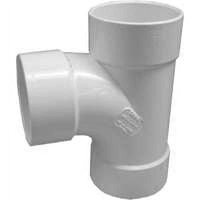 GENOVA 400 Series 41130 Sanitary Tee, 3 in Run, Hub Run Connection, 3 in Branch, Hub Branch Connection, White