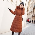 thumbnail image 2 of Chaqueta de algodón para mujer, ajustada, hasta la rodilla, gruesa, de algodón, para invierno, 2 of 6