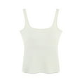thumbnail image 2 of SwiftWear Women's Square Neck Tank Tops Built-in Bra Summer Lightweight Sleeveless Casual Sleepwear Knit Layering Tank Top​, White, 2 of 3
