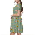 thumbnail image 2 of Picia Pig Face With Sunflower Pattern Women's Short Sleeve Summer Dress Pleated Loose Swing Knee Length Short Sleeve Swing Dresses, 2 of 6