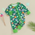 thumbnail image 5 of Okbabeha St Patricks Day Outfit Newborn Baby Boy Girl Shamrock Waffle Romper Lucky Clover Onesie Jumpsuit One Piece Clothes, 5 of 7