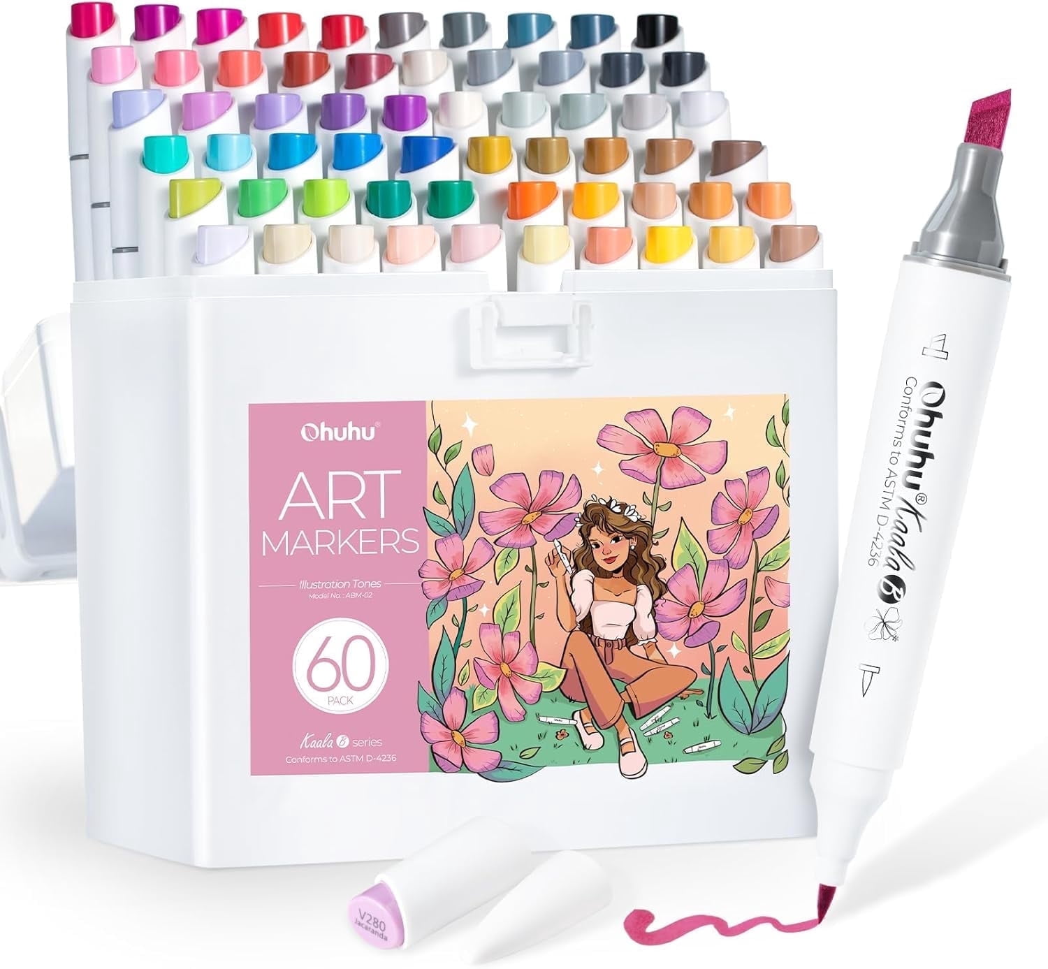Ohuhu Honolulu Serie 80 Colors Markers Set Brush-and-Chisel Dual