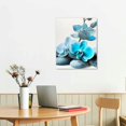 thumbnail image 3 of JEUXUS Zen Wall Art Blue Orchid Flower with SPA Stone Pictures Canvas Prints Grey Turquoise Floral Painting Peaceful Artwork Modern Spa Yoga Home Bedroom Office Bathroom, 3 of 5
