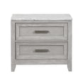 thumbnail image 2 of Benjara Ion 30" Nightstand- 2 Drawers- White Marble Top- Farmhouse Gray Wood, 2 of 6