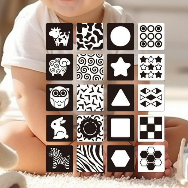 Tarjetas Flash De Alto Contraste Para Bebés – 20 Cartas De Aprendizaje Temprano – Estimulación Visual Y Memoria – Regalo Para Recién Nacidos
