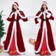thumbnail image 3 of Conjunto navideño de pareja de Papá Noel rojo Vestido navideño para mujer con capucha Capa Camiseta navideña para hombre Pantalón Sombrero Barba Varias piezas, 3 of 5