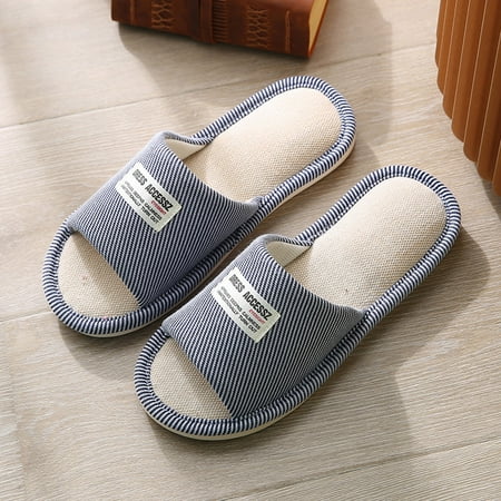 

Men s Four Seasons Linen Home Slippers (Couple Style) DRESS ACCESSZ Navy Blue 44-45