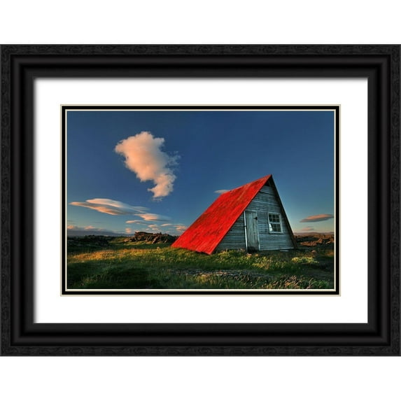 Ingibergsson, Bragi 18x13 Black Ornate Wood Framed with Double Matting Museum Art Print Titled - The Red Roof