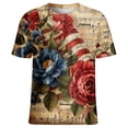 thumbnail image 4 of T-shirt à Manches Courtes et Col Rond pour Femmes, Blouse Décontractée Imprimée Grande Taille, Tissu Léger et Doux, Printemps Été, Lavage à la Main Froid, 4 of 4