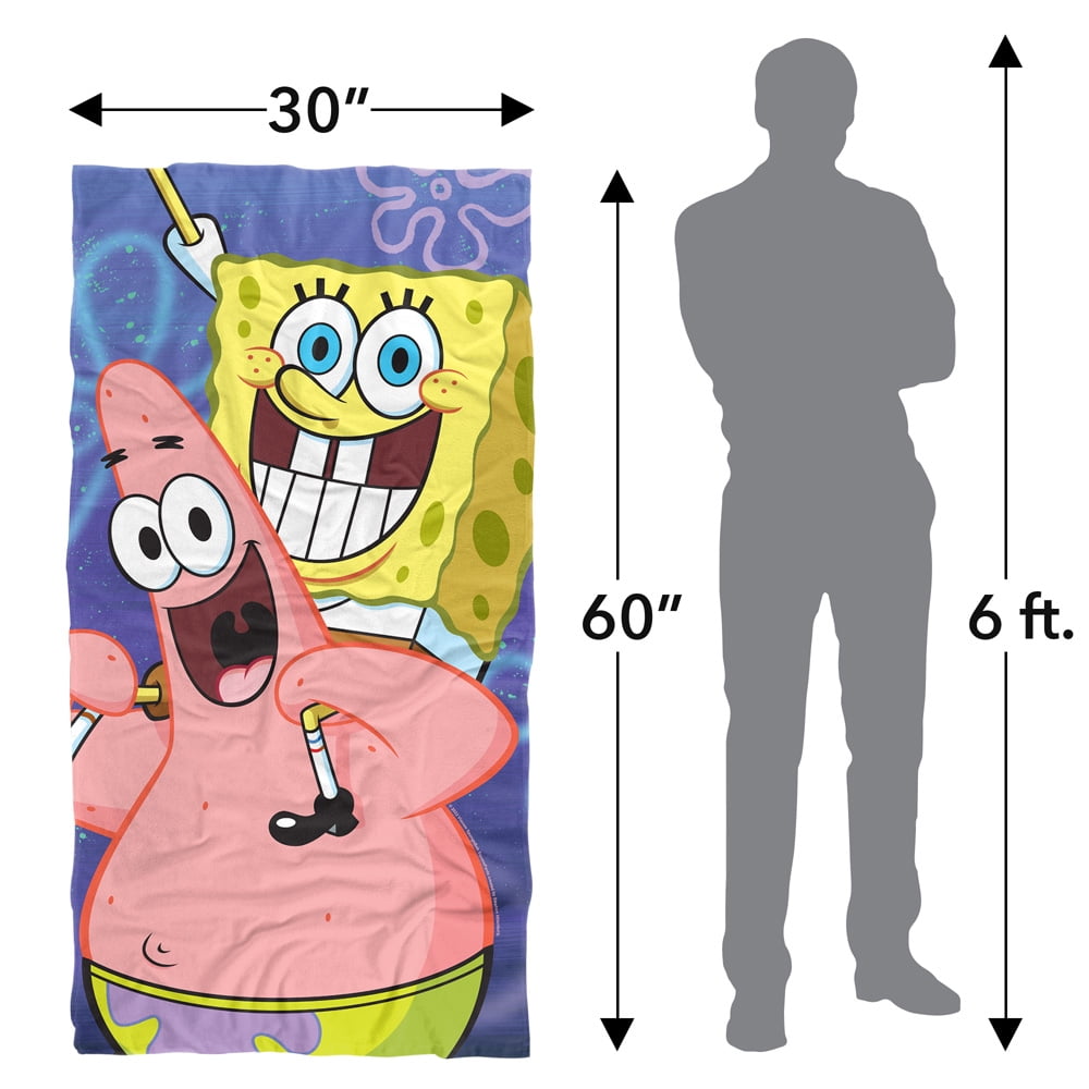 Spongebob Beach Towel, 30"x60", Spongebob and Patrick Cropped Beach Towel