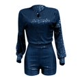 thumbnail image 6 of GZWYHT Lounge Sets for Women Comfy Sets for Women Clothing Womens Wide Leg Jumpsuit Women's Round Neck Sequin Shorts Jumpsuit Two Piece Sets for Women Two Piece Sets for Women Summer Dark Blue M, 6 of 7