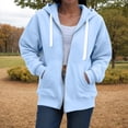 thumbnail image 5 of Linfrsh Zip Up Hoodie Women Women's Full Zip Up Hoodie Long Sleeve Hooded Sweatshirts Pockets Jacket Coat for Women Sky Blue,L, 5 of 7