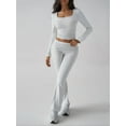 thumbnail image 4 of Conjuntos de Salón para Mujer, Conjuntos Casuales Y2K de 2 Piezas, Tops Cortos de Corta, Pantalones Acampanados con Pliegues y Chándales. Gris XL, 4 of 9