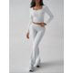 thumbnail image 4 of Conjuntos de Salón para Mujer, Conjuntos Casuales Y2K de 2 Piezas, Tops Cortos de Corta, Pantalones Acampanados con Pliegues y Chándales. Gris M, 4 of 9
