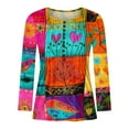 thumbnail image 5 of YOTAMI Button Down Tops for Women Floral Print Ruffled Plus Size Tops for Outdoor Long Sleeve V-Neck Soft Blouses Multicolor XXXXXL, 5 of 5