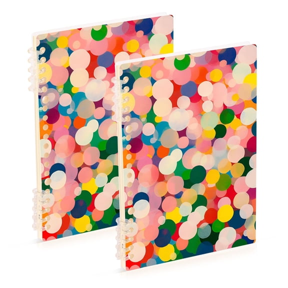 FORMRS 1-Subject Spiral Notebook 8" x 5" College Ruled 60 Refillable Sheet, 2 Pack, Pink Colorful Circles