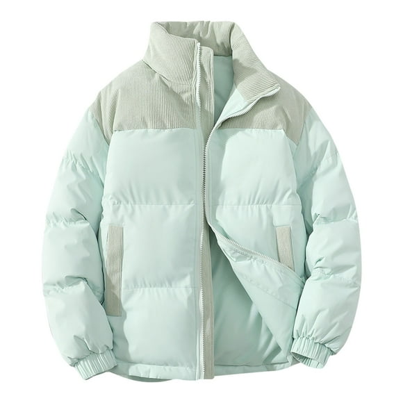 Winter Coats For Women Clearance Women's Winter Coats Corduroy Puffer Jacket Men Casual Zip Up Long Sleeve Lightweight Down Jackets Ladies Jackets Mint Green S
