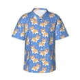 thumbnail image 6 of KLL Men's Hawaiian Shirt Short Sleeve Button Down Beach Shirts-Kawaii Corgi, 6 of 6