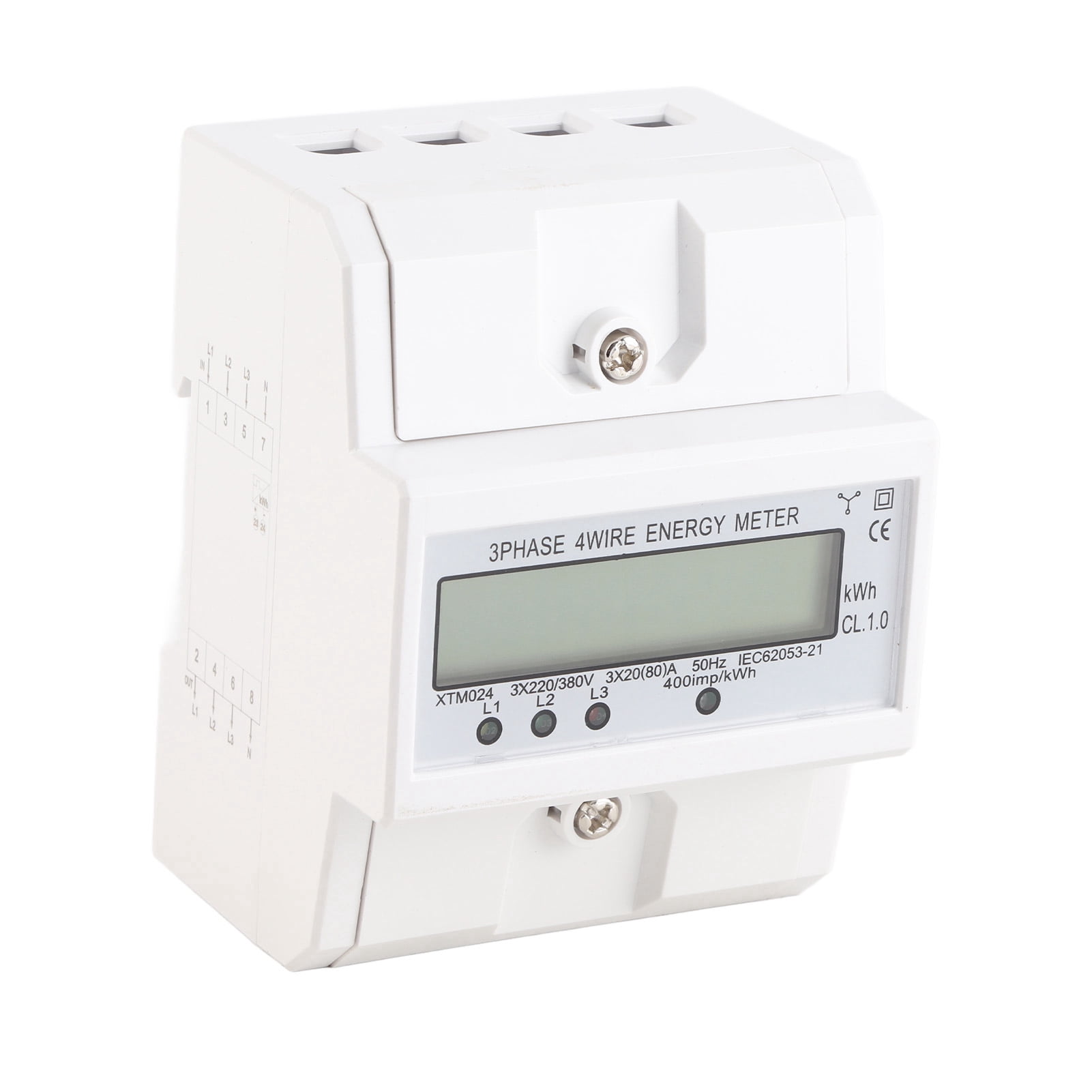Digital LCD 3 X 20(80A) Three Phase Four Wire Din Rail KWh Electronic Energy Meter